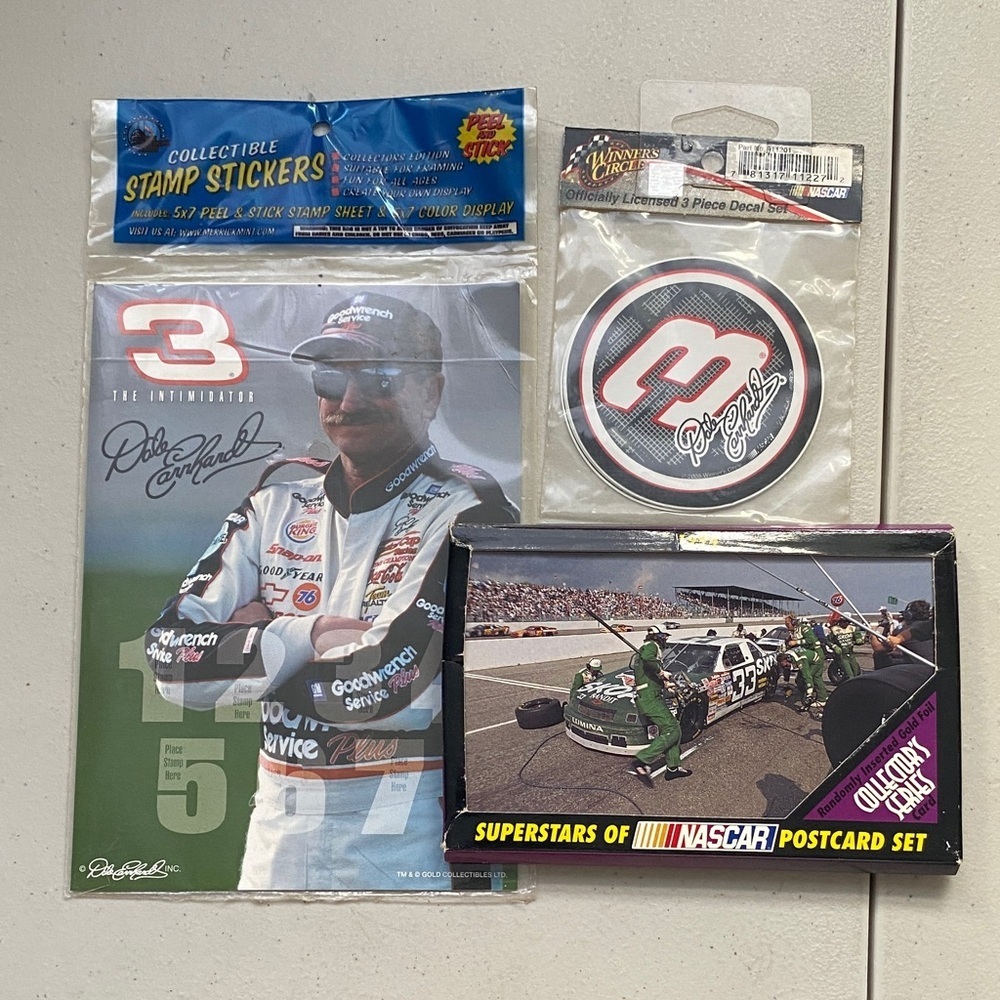 NASCAR Collectible Set with Stickers and Postcards decals